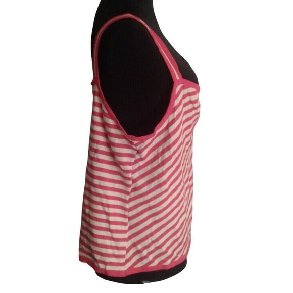 Norton McNaughton XL Tank Top Pink White Chevron Striped Sleeveless Knit NEW - Picture 5 of 7